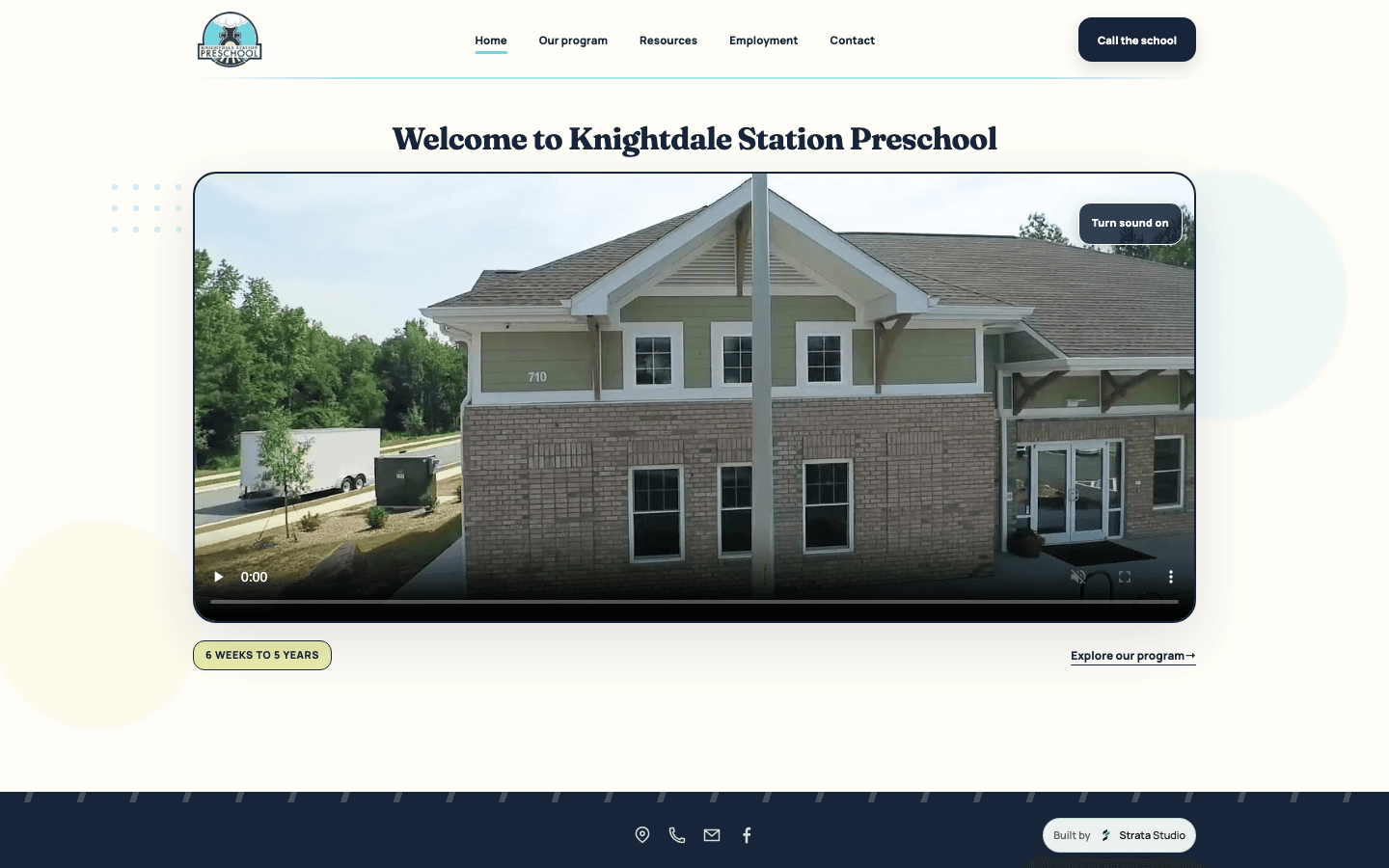 Example of a static informational website: the Knightdale Station Preschool homepage.