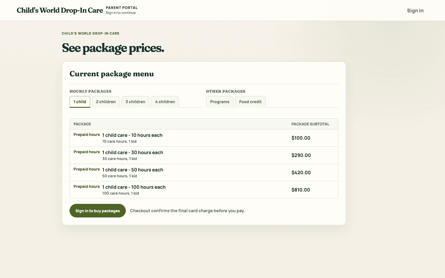 Example of a dynamic website: a public Olive pricing page showing plan options, capacity inputs, and live quote adjustments.